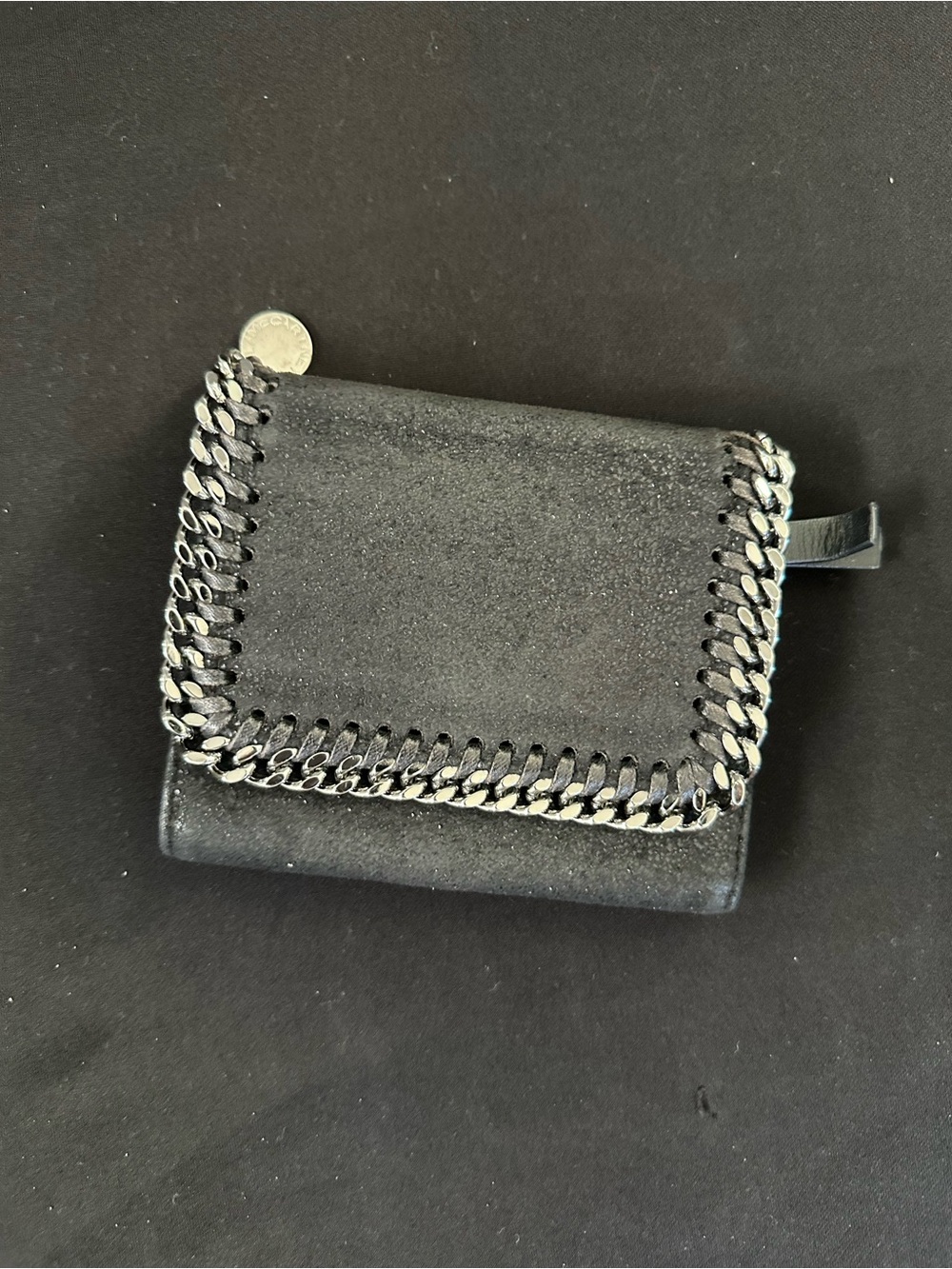 Stella McCartney Black Chain-Trim Compact Wallet
